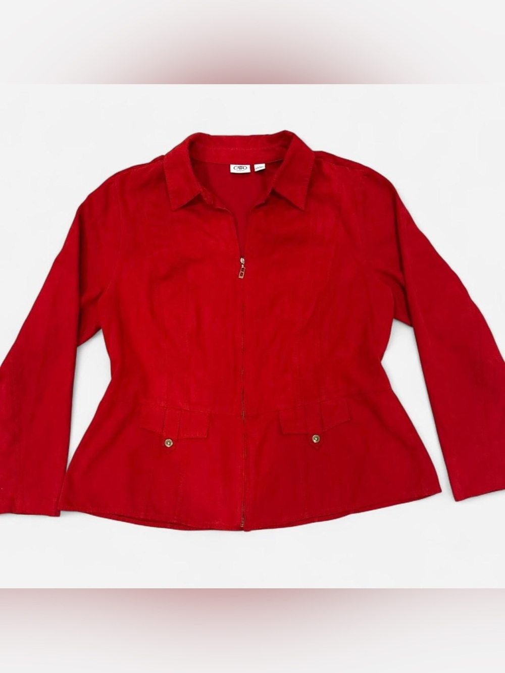 Cato Women's Bright Red Zip-Front Utility Jacket